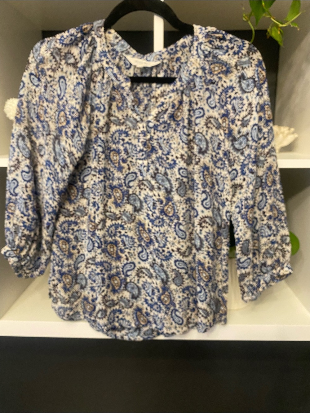 Part Two Blue Paisley V-Neck Blouse - Picture 4 of 5